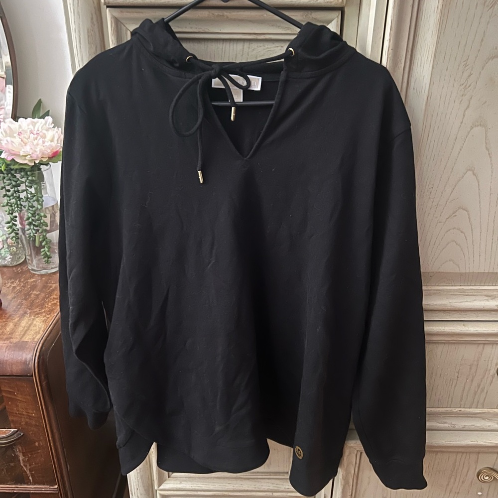 Michaels Black Knit Top with Drawstring